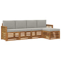 Outdoor-Sofagarnitur mit Kissen 5 pcs Natürlich und Hellgrau