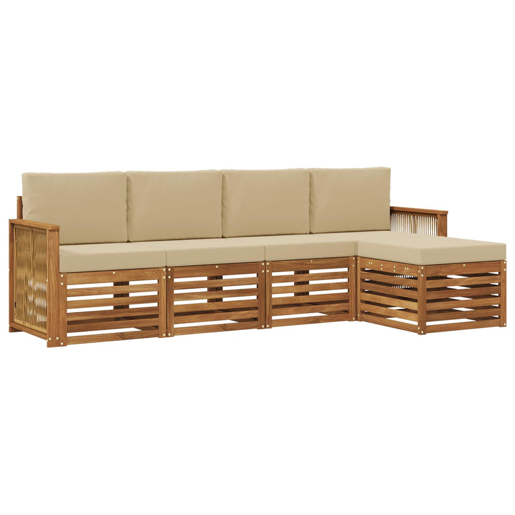 Outdoor-Sofagarnitur mit Kissen 5 pcs Natur und Beige
