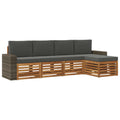 Outdoor-Sofagarnitur mit Kissen 5 pcs Natur und Anthrazit