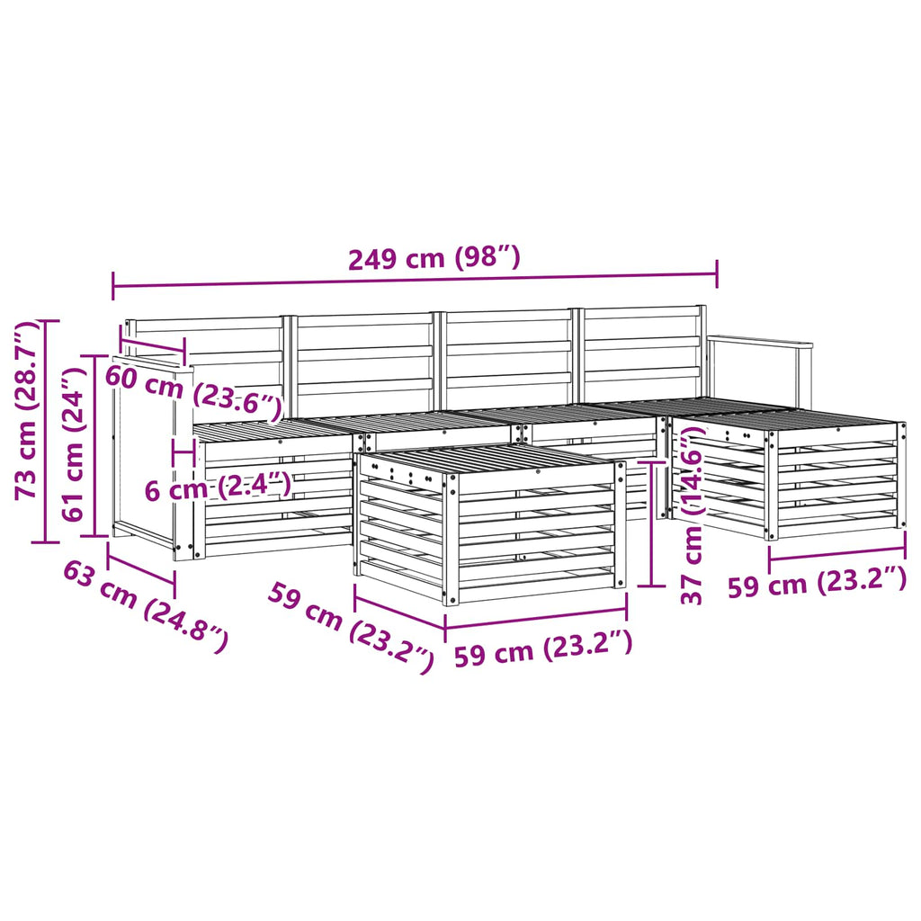 Outdoor-Sofagarnitur 6 pcs Natur
