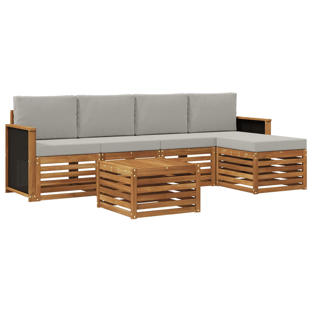 Outdoor-Sofagarnitur mit Kissen 6 pcs Natürlich und Hellgrau