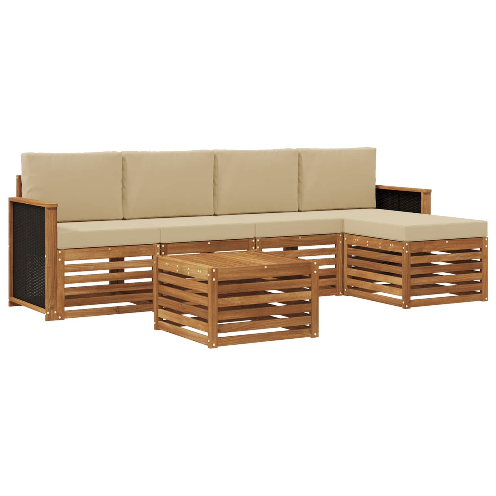 Outdoor-Sofagarnitur mit Kissen 6 pcs Natur und Beige