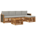 Outdoor-Sofagarnitur mit Kissen 6 pcs Natürlich und Hellgrau