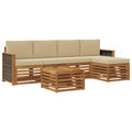 Outdoor-Sofagarnitur mit Kissen 6 pcs Natur und Beige