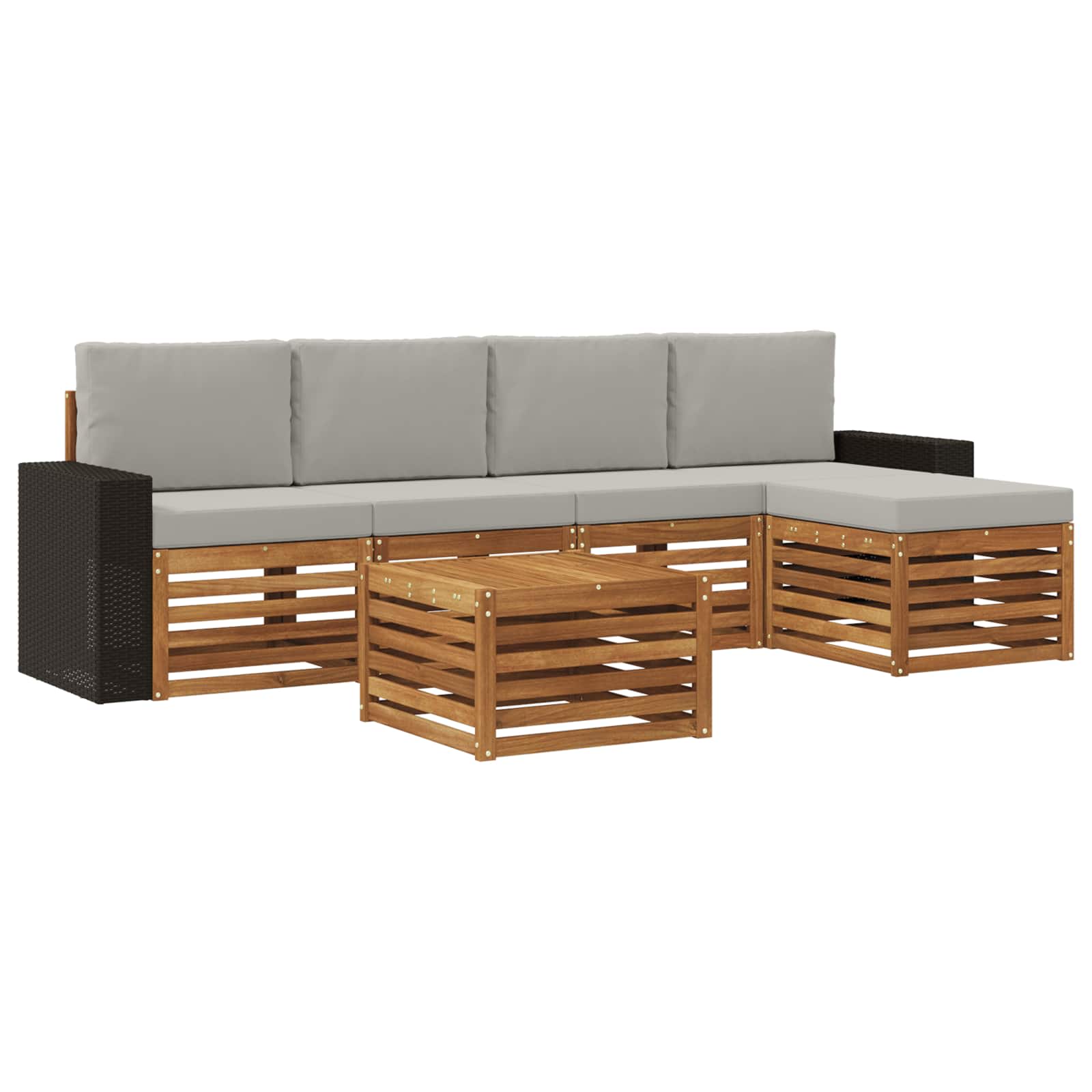 Outdoor-Sofagarnitur mit Kissen 6 pcs Natürlich und Hellgrau