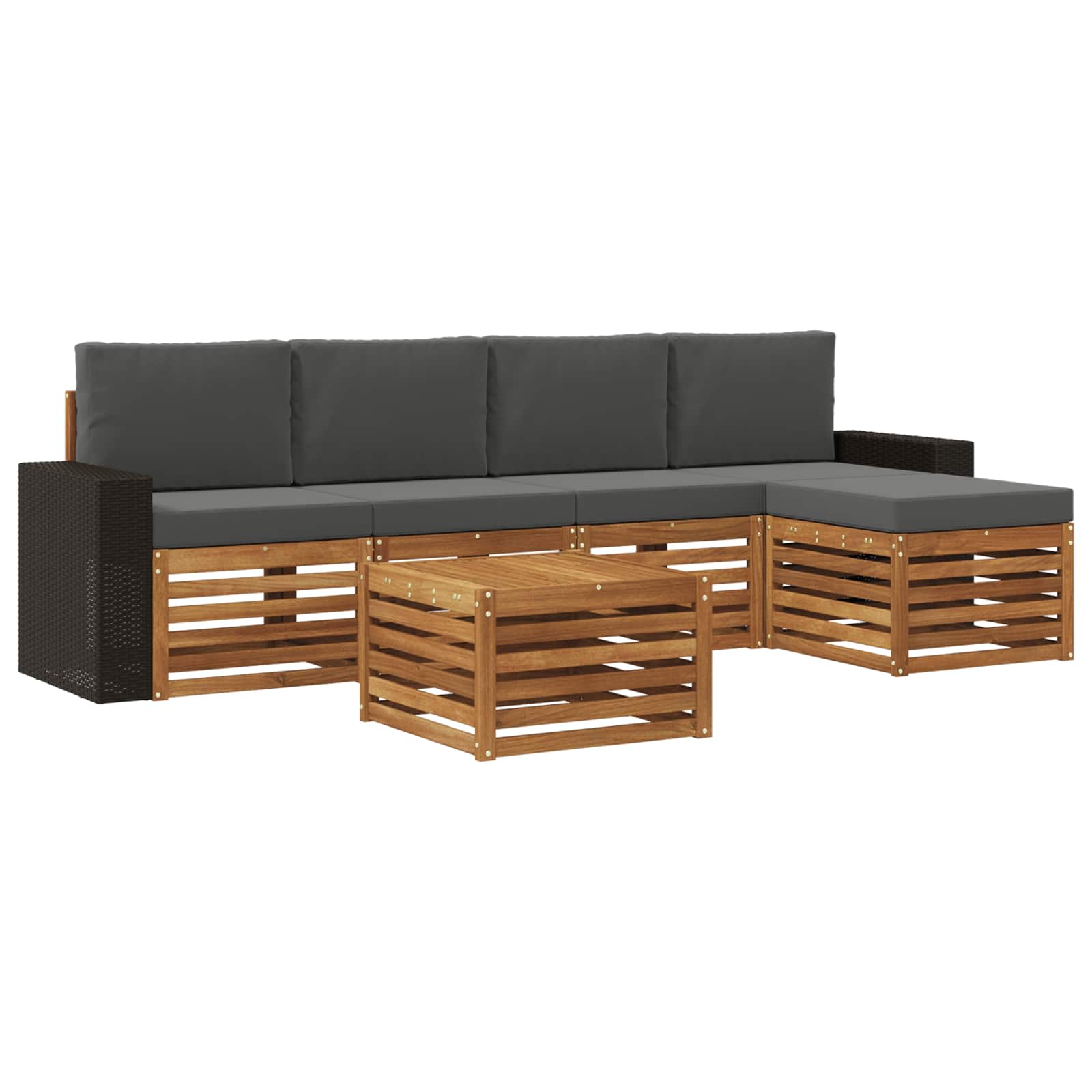 Outdoor-Sofagarnitur mit Kissen 6 pcs Natur und Anthrazit