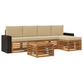 Outdoor-Sofagarnitur mit Kissen 6 pcs Natur und Beige