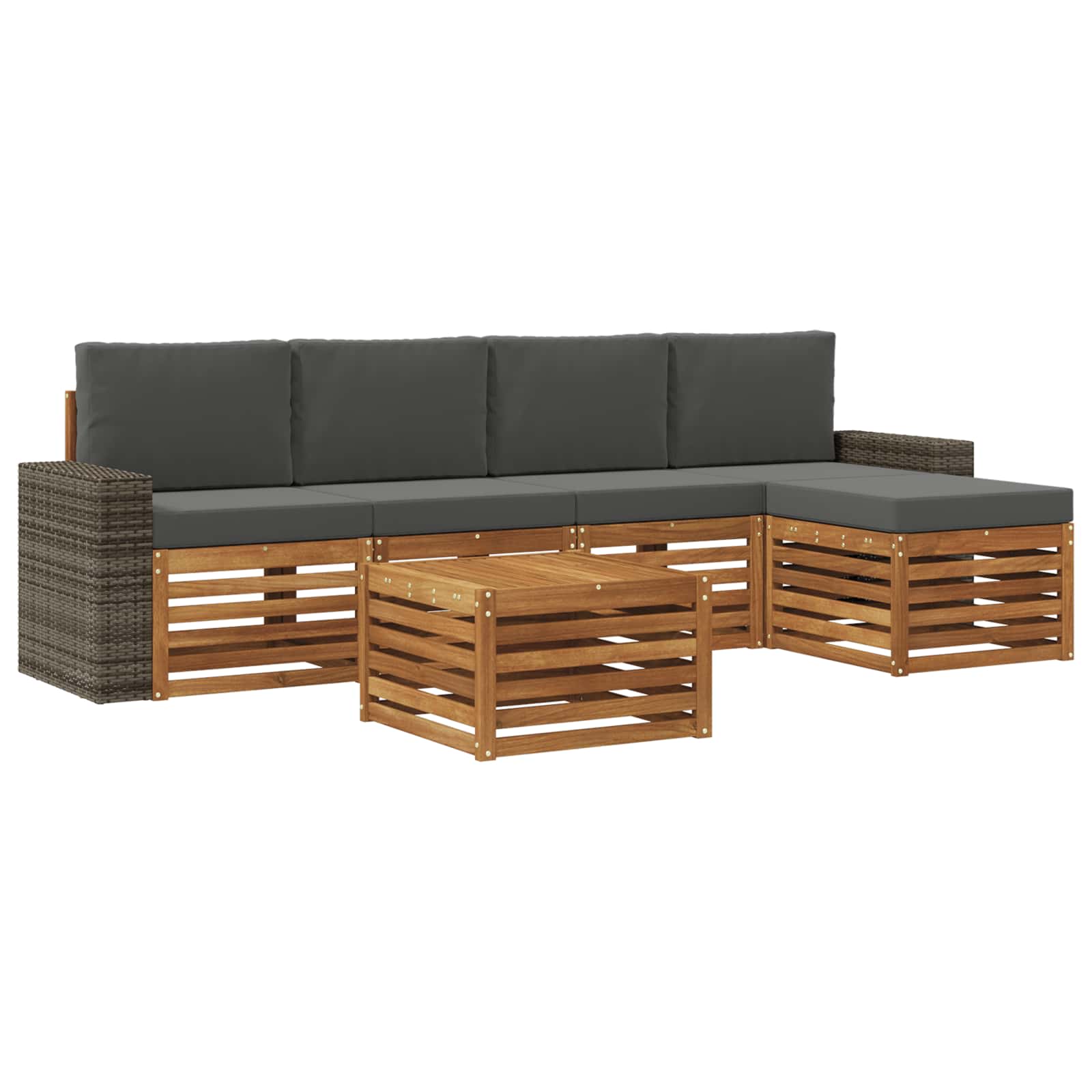 Outdoor-Sofagarnitur 6 pcs Natur und Anthrazit