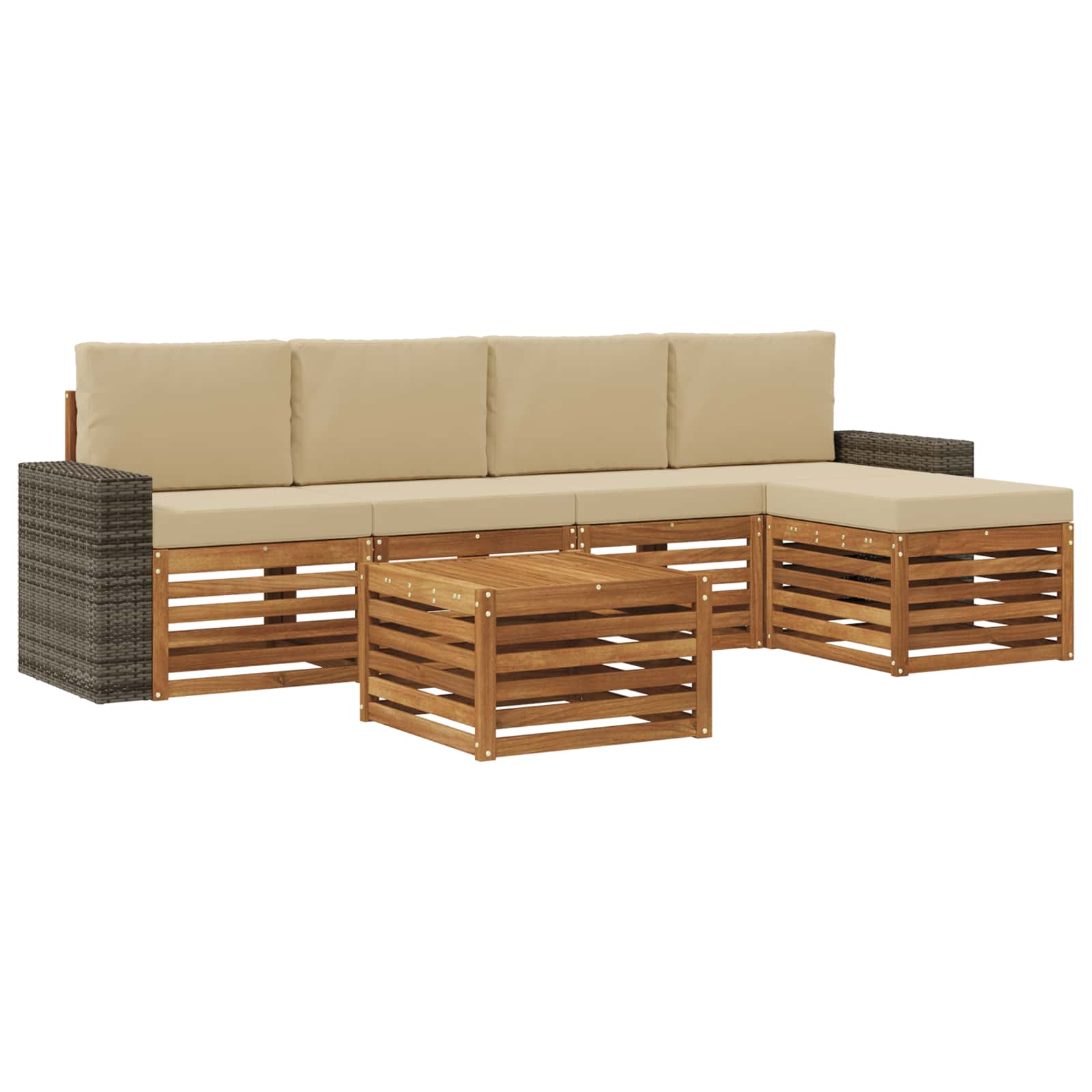 Outdoor-Sofagarnitur mit Kissen 6 pcs Natur und Beige