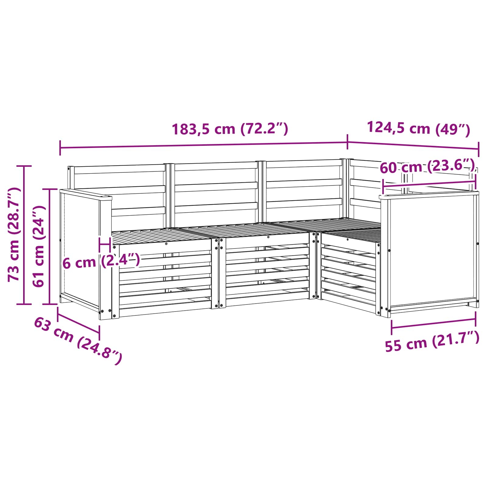 Sofagarnituren 4 pcs Massivholz Akazie