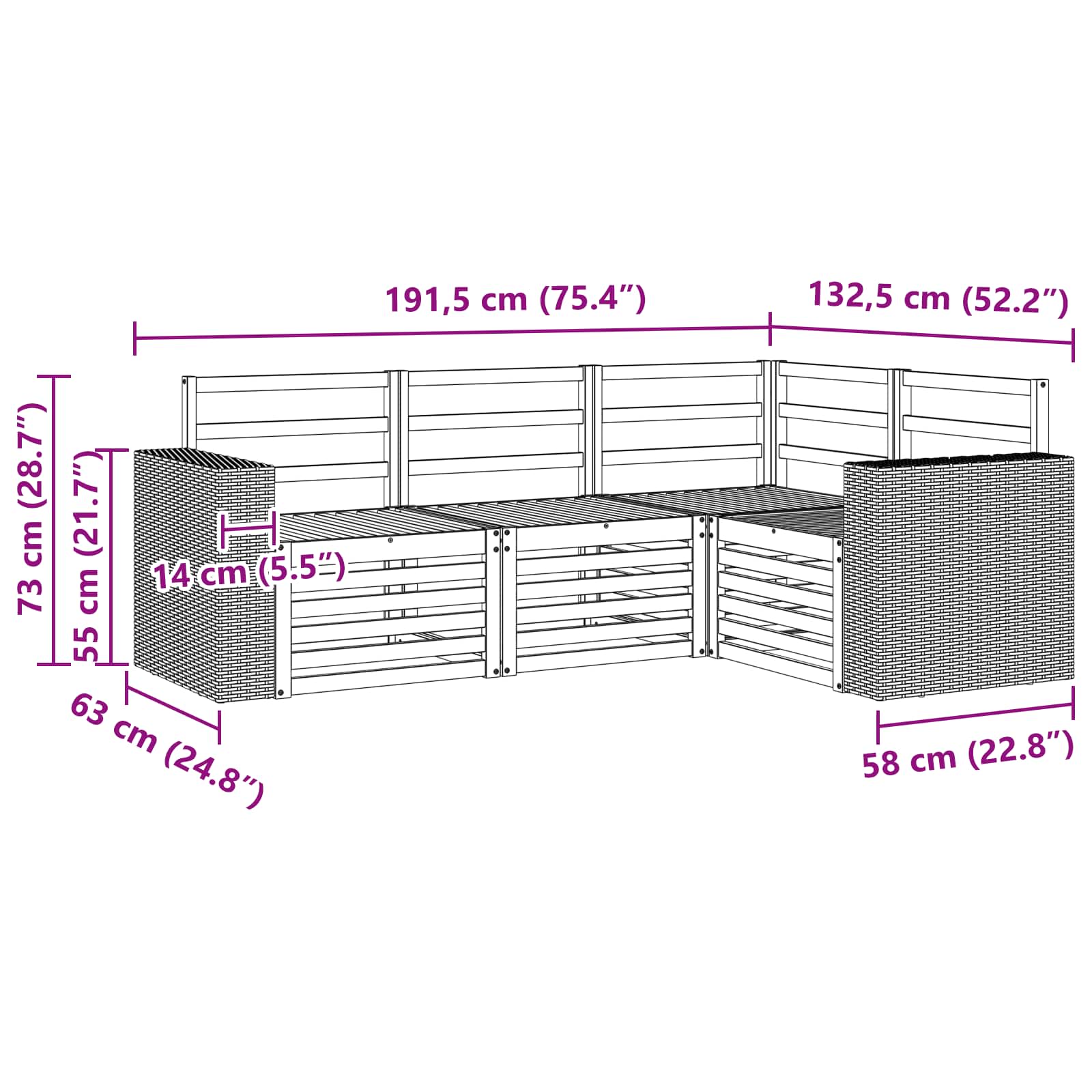 Sofagarnituren 4 pcs Massivholz Akazie