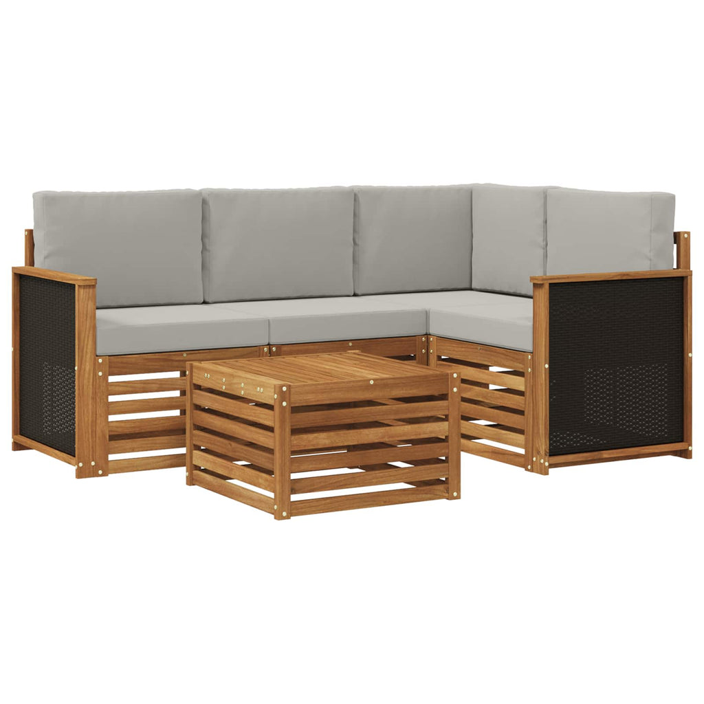 Outdoor-Sofagarnitur 5 pcs Natürlich und Hellgrau