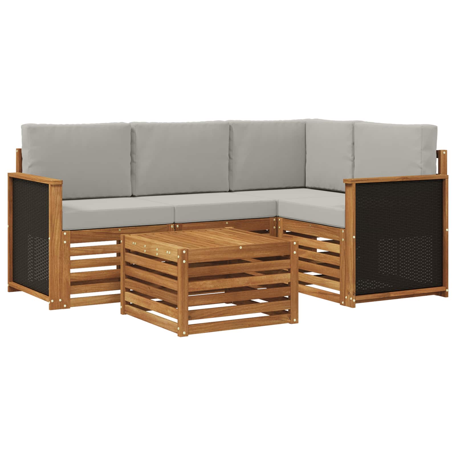 Outdoor-Sofagarnitur 5 pcs Natürlich und Hellgrau