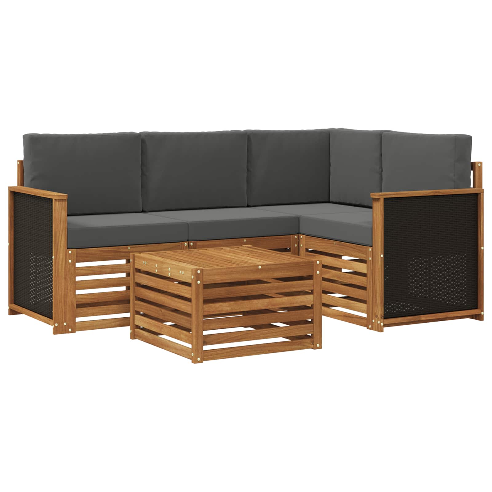 Outdoor-Sofagarnitur 5 pcs Natur und Anthrazit 59 x 59 x 37 cm
