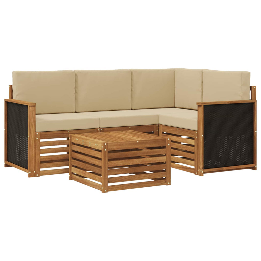 Outdoor-Sofagarnitur 5 pcs Natur und Beige 59 x 59 x 37 cm