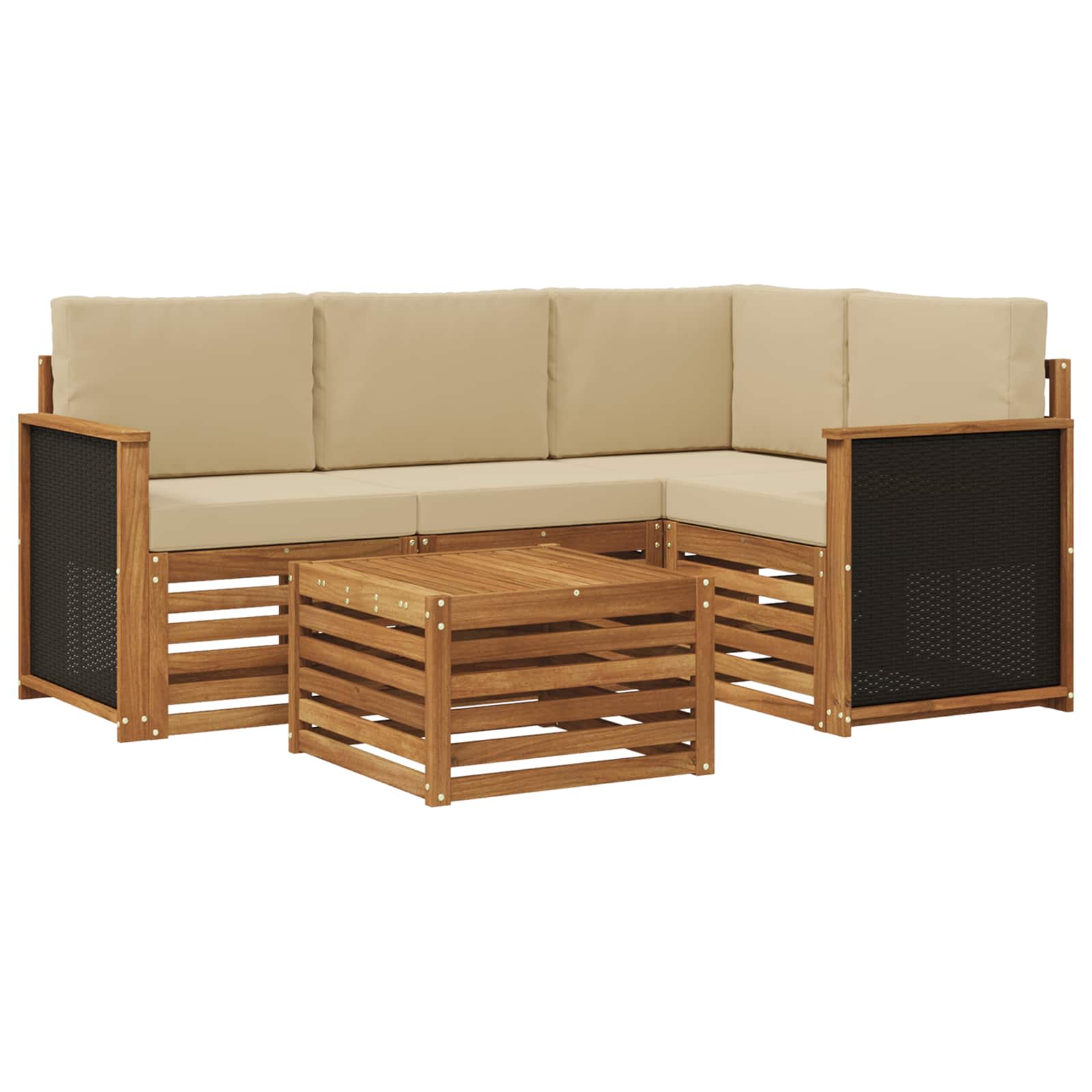 Outdoor-Sofagarnitur 5 pcs Natur und Beige 59 x 59 x 37 cm