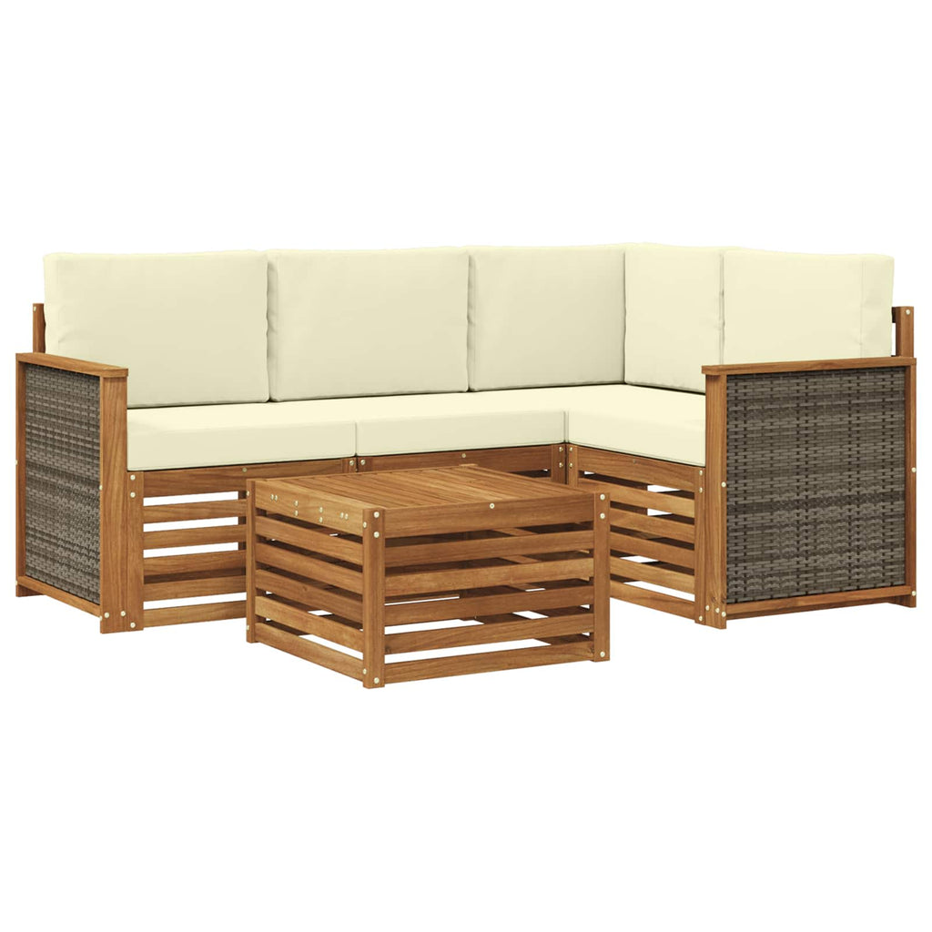 Outdoor-Sofagarnitur 5 pcs Natur und Creme 59 x 59 x 37 cm