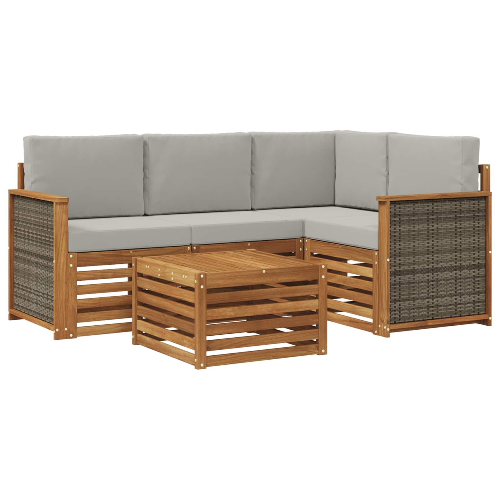 Outdoor-Sofagarnitur 5 pcs Natürlich und Hellgrau