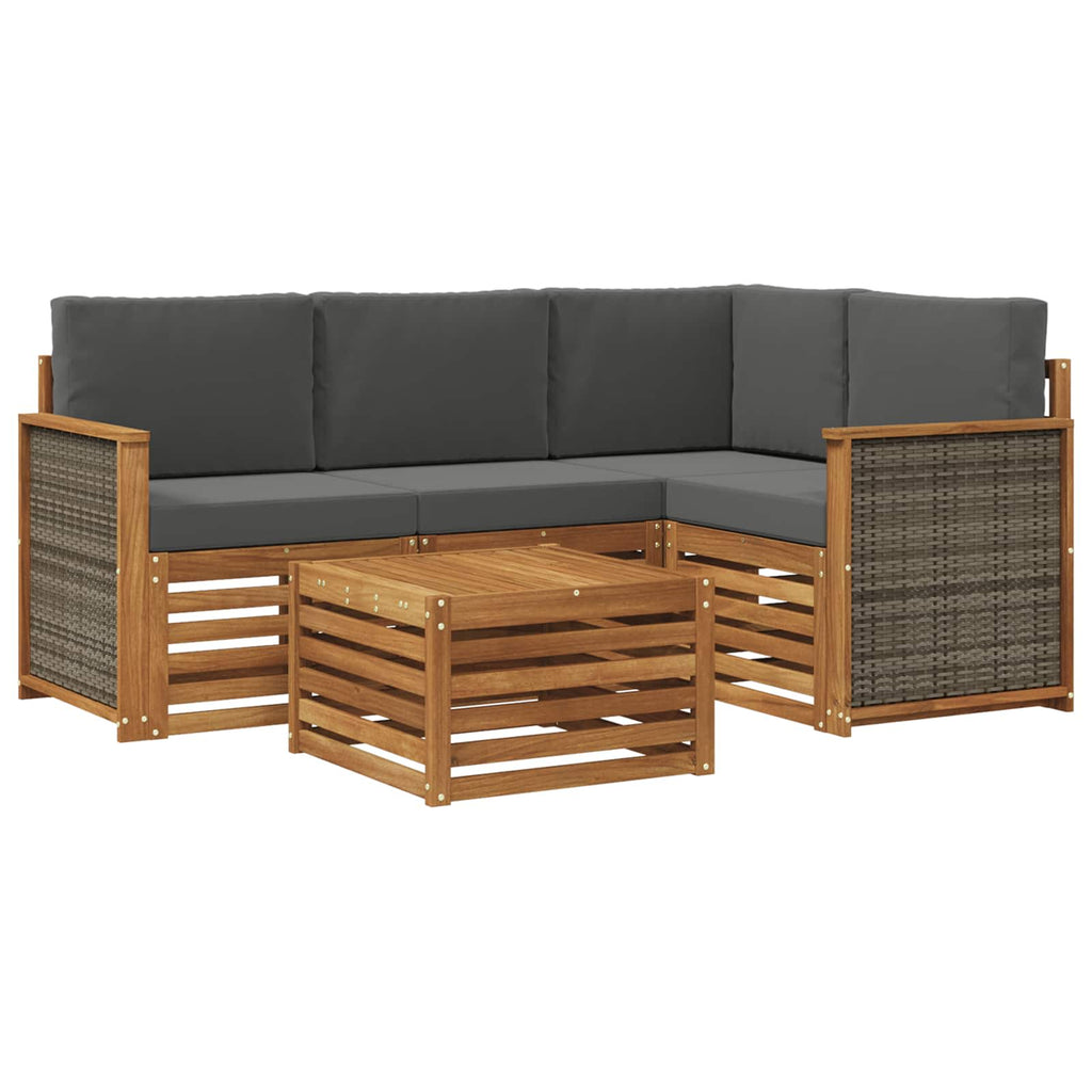 Outdoor-Sofagarnitur 5 pcs Natur und Anthrazit 59 x 59 x 37 cm