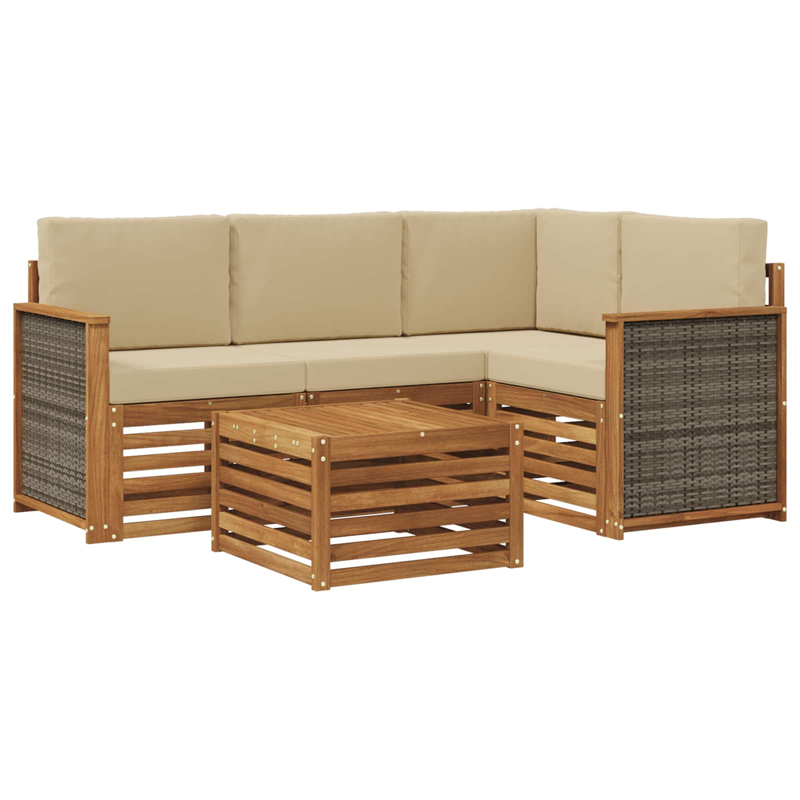 Outdoor-Sofagarnitur 5 pcs Natur und Beige 59 x 59 x 37 cm