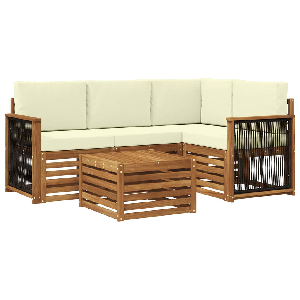 Outdoor-Sofagarnitur 5 pcs Natur und Creme 59 x 59 x 37 cm