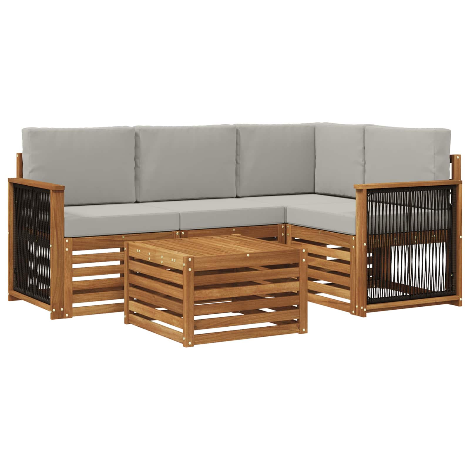 Outdoor-Sofagarnitur 5 pcs Natürlich und Hellgrau
