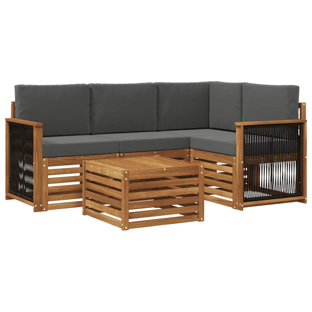Outdoor-Sofagarnitur 5 pcs Natur und Anthrazit 59 x 59 x 37 cm
