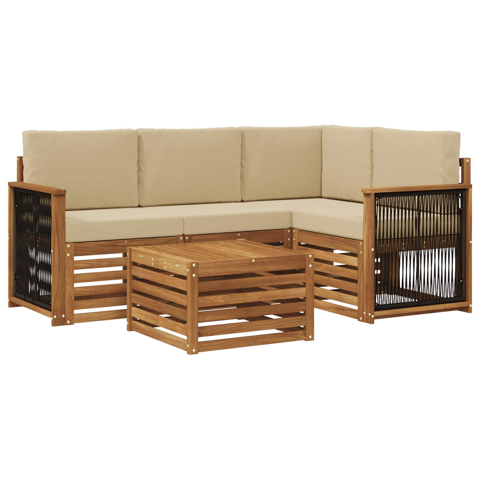Outdoor-Sofagarnitur 5 pcs Natur und Beige 59 x 59 x 37 cm