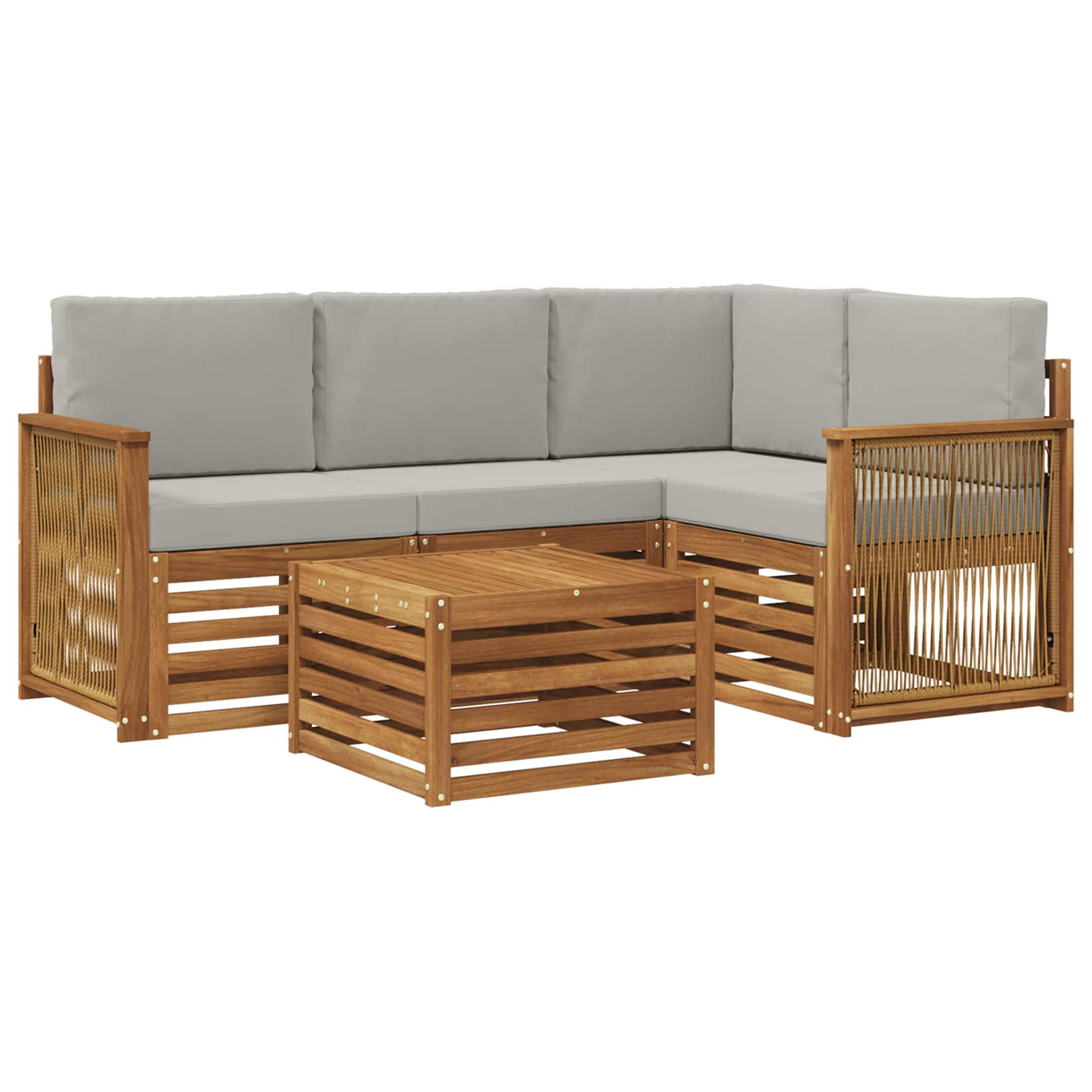 Outdoor-Sofagarnitur 5 pcs Natürlich und Hellgrau