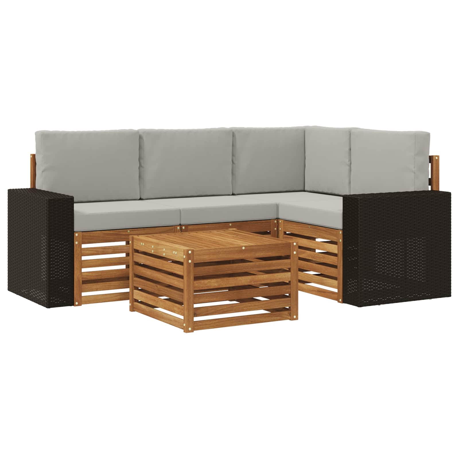 Outdoor-Sofagarnitur 5 pcs Natürlich und Hellgrau