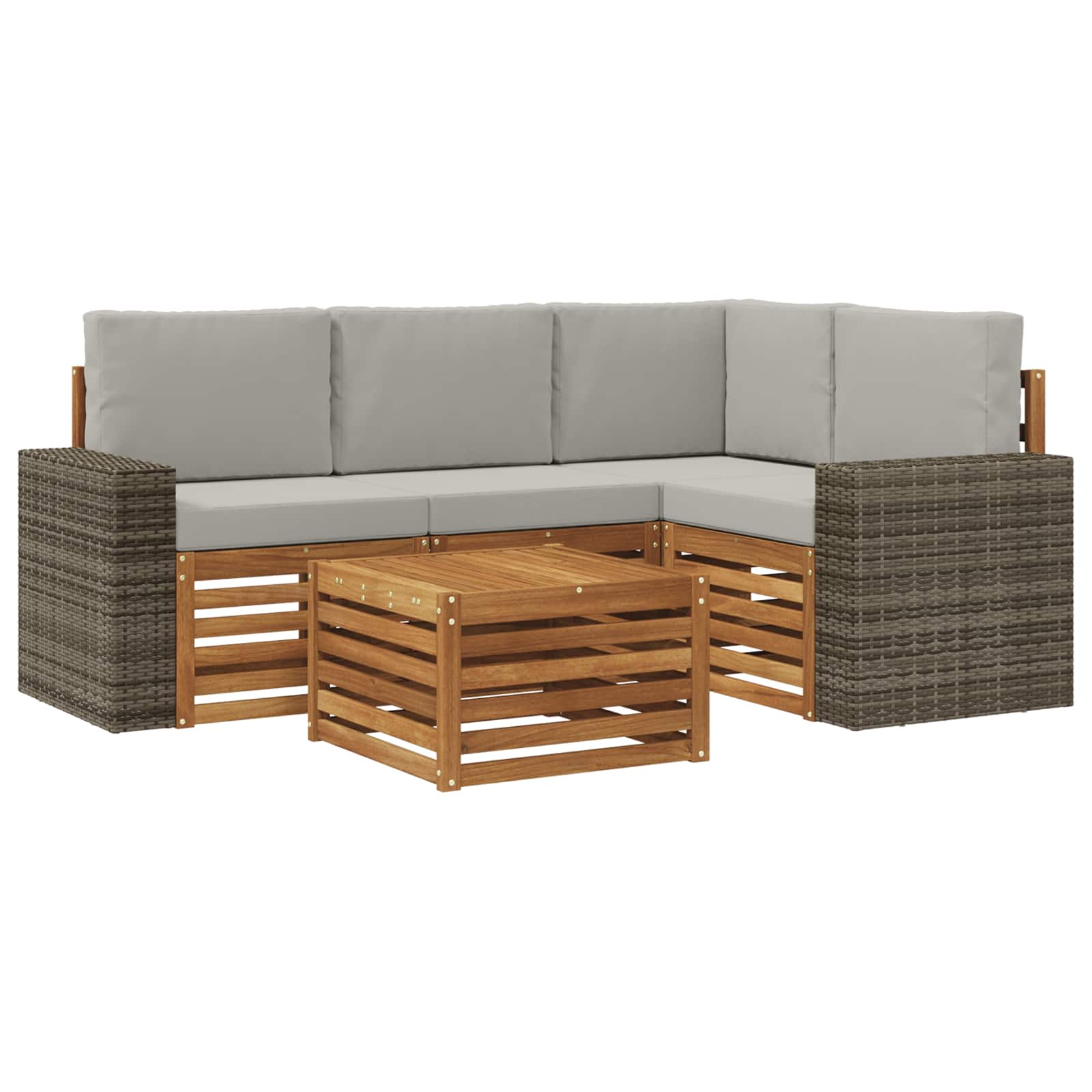 Outdoor-Sofagarnitur 5 pcs Natürlich und Hellgrau