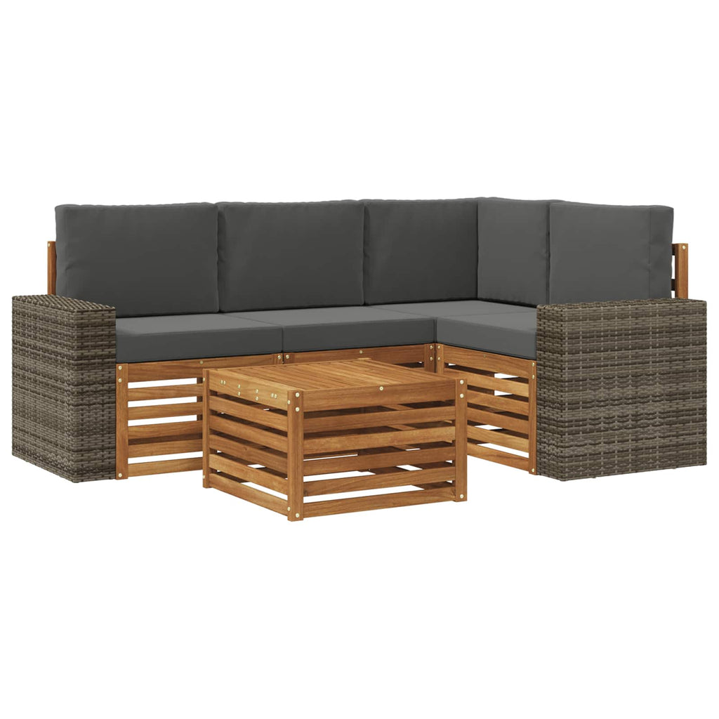 Outdoor-Sofagarnitur 5 pcs Natur und Anthrazit 59 x 59 x 37 cm