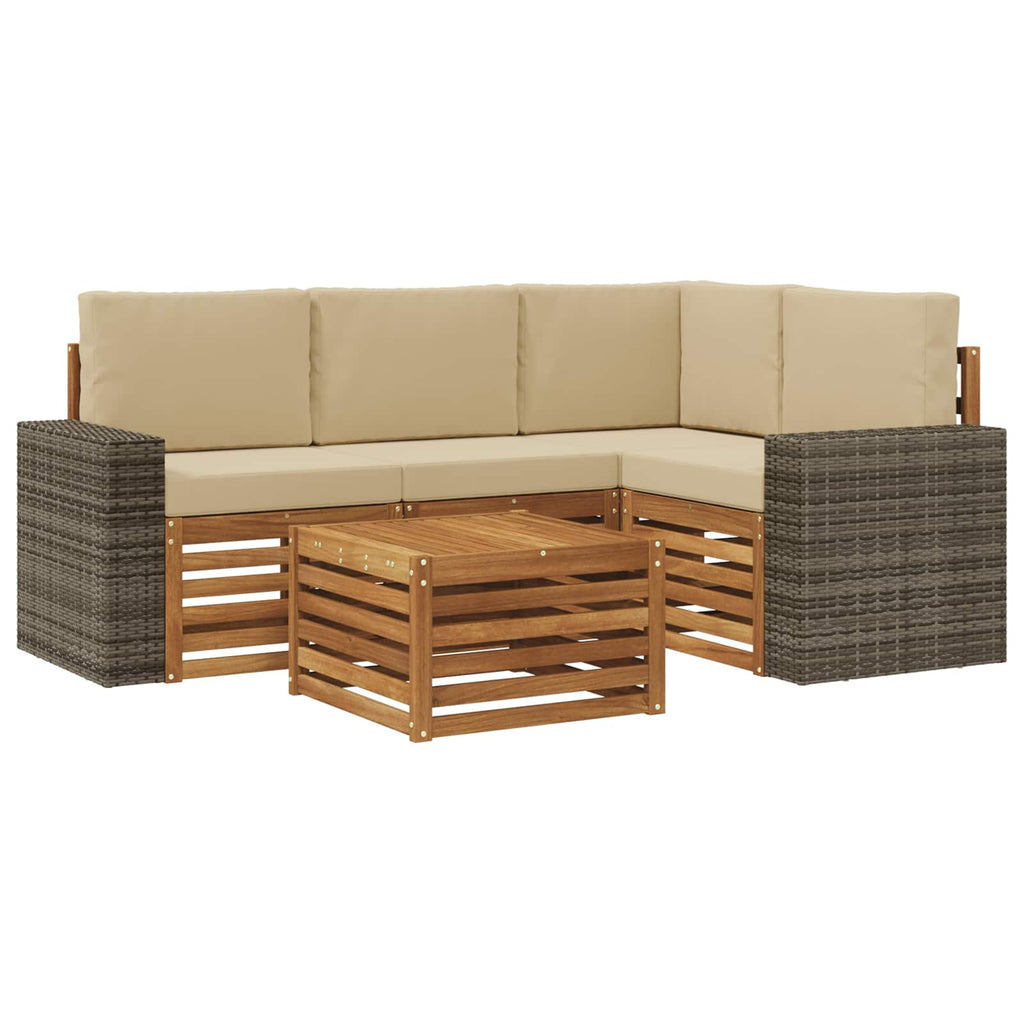 Outdoor-Sofagarnitur 5 pcs Natur und Beige 59 x 59 x 37 cm