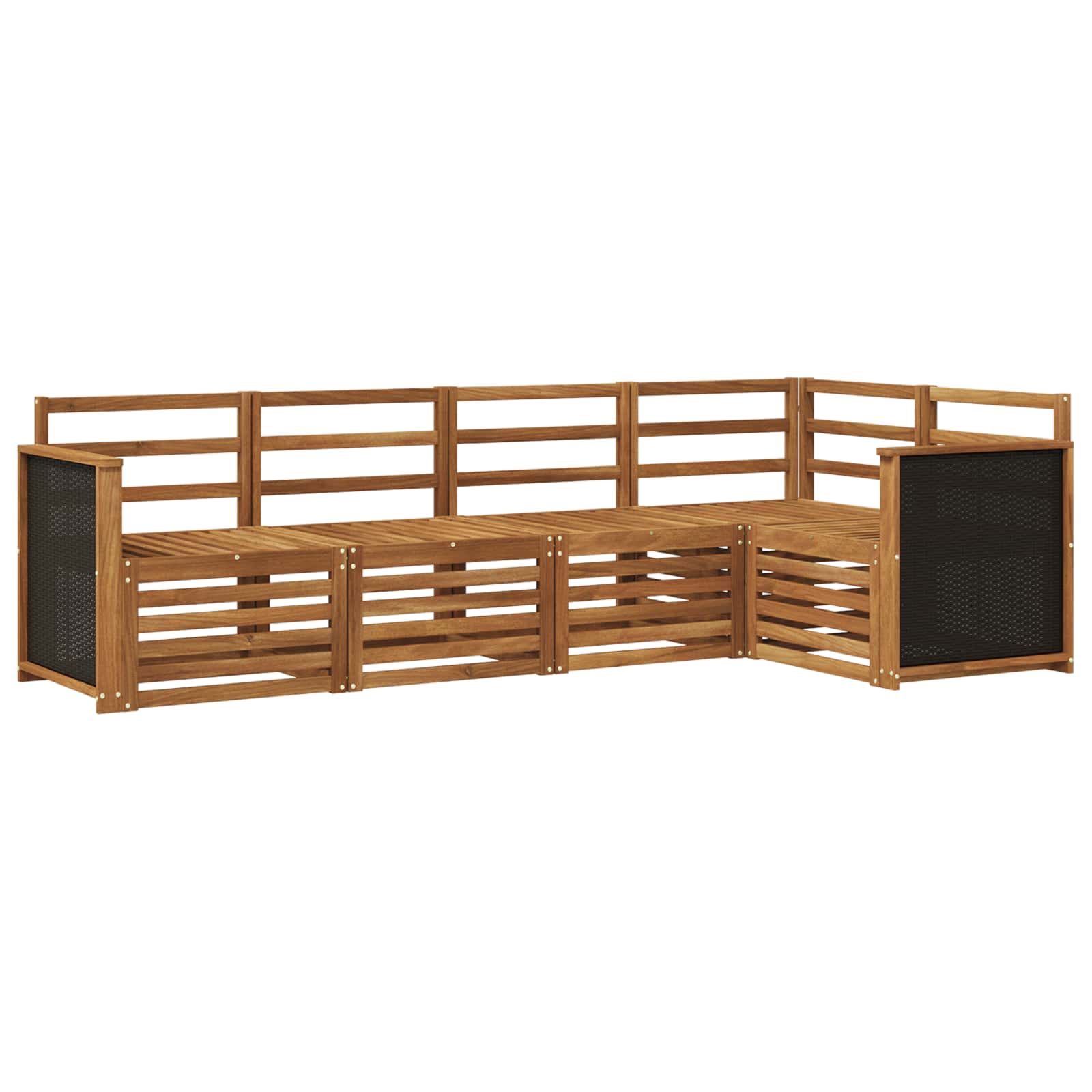 Ecksofa Set 4 pcs Natur Massivholz Akazie