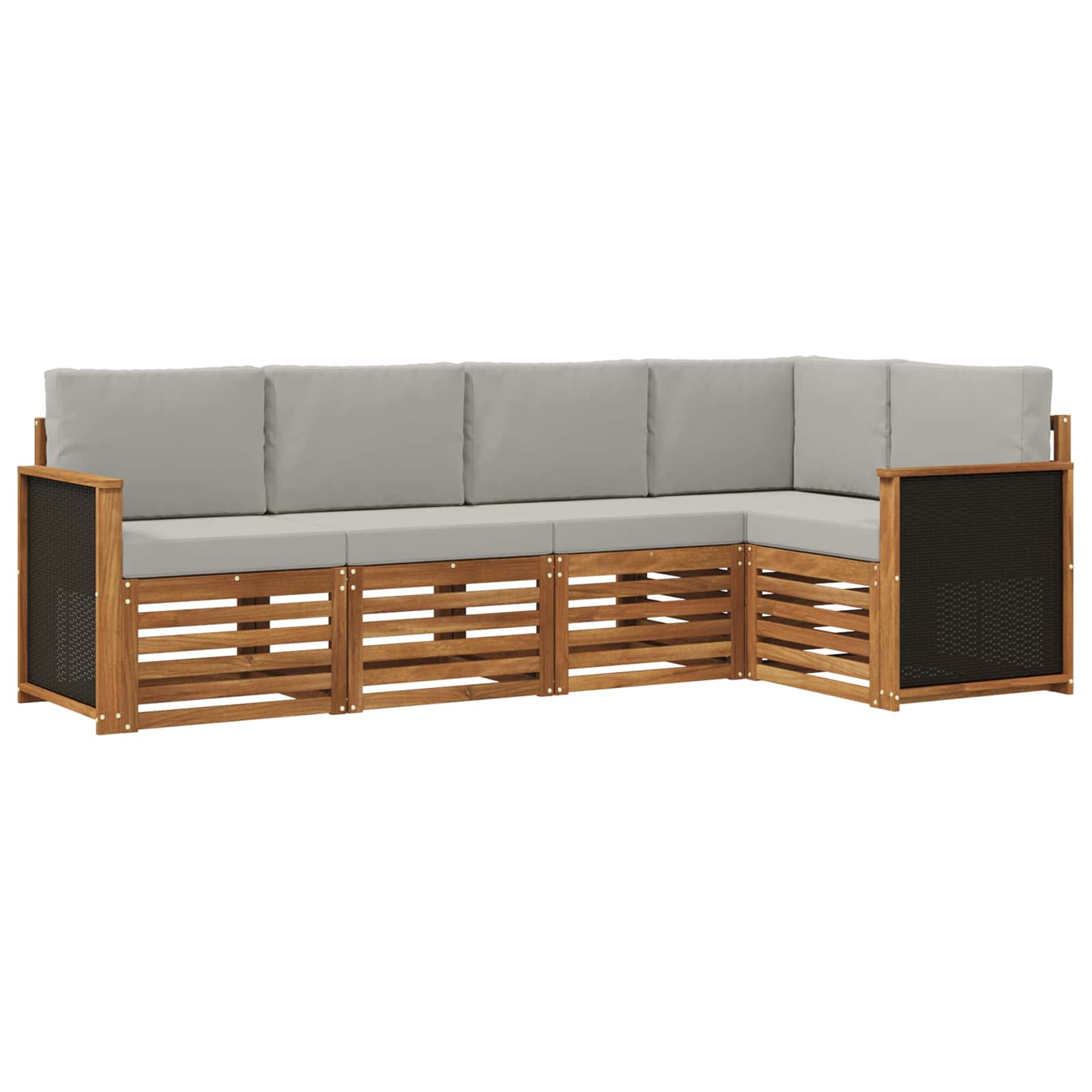 Ecksofa Set mit Kissen 4 pcs Natürlich und Hellgrau