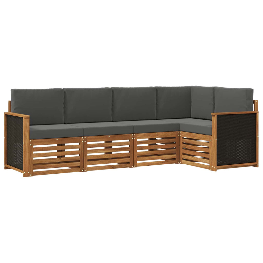 Ecksofa Set mit Kissen 4 pcs Natur und Anthrazit