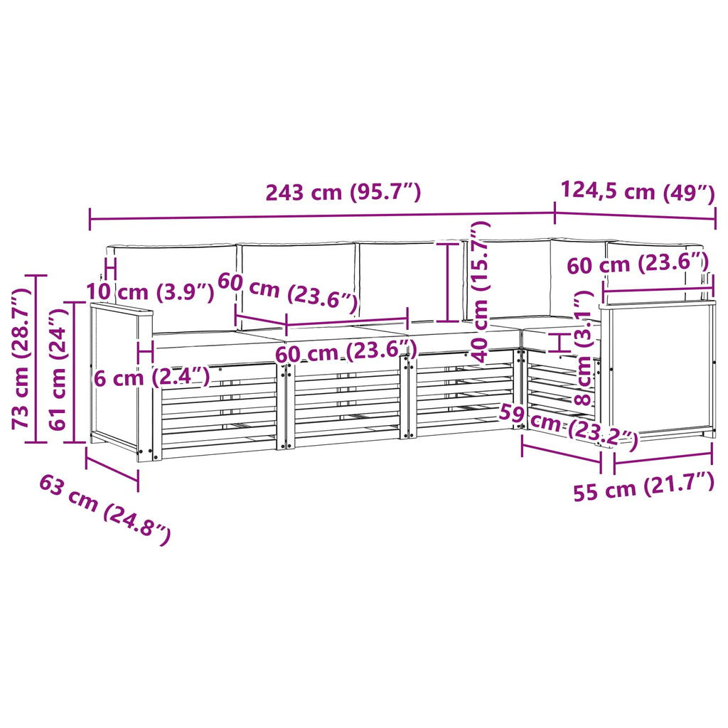 Ecksofa Set mit Kissen 4 pcs Natur und Anthrazit