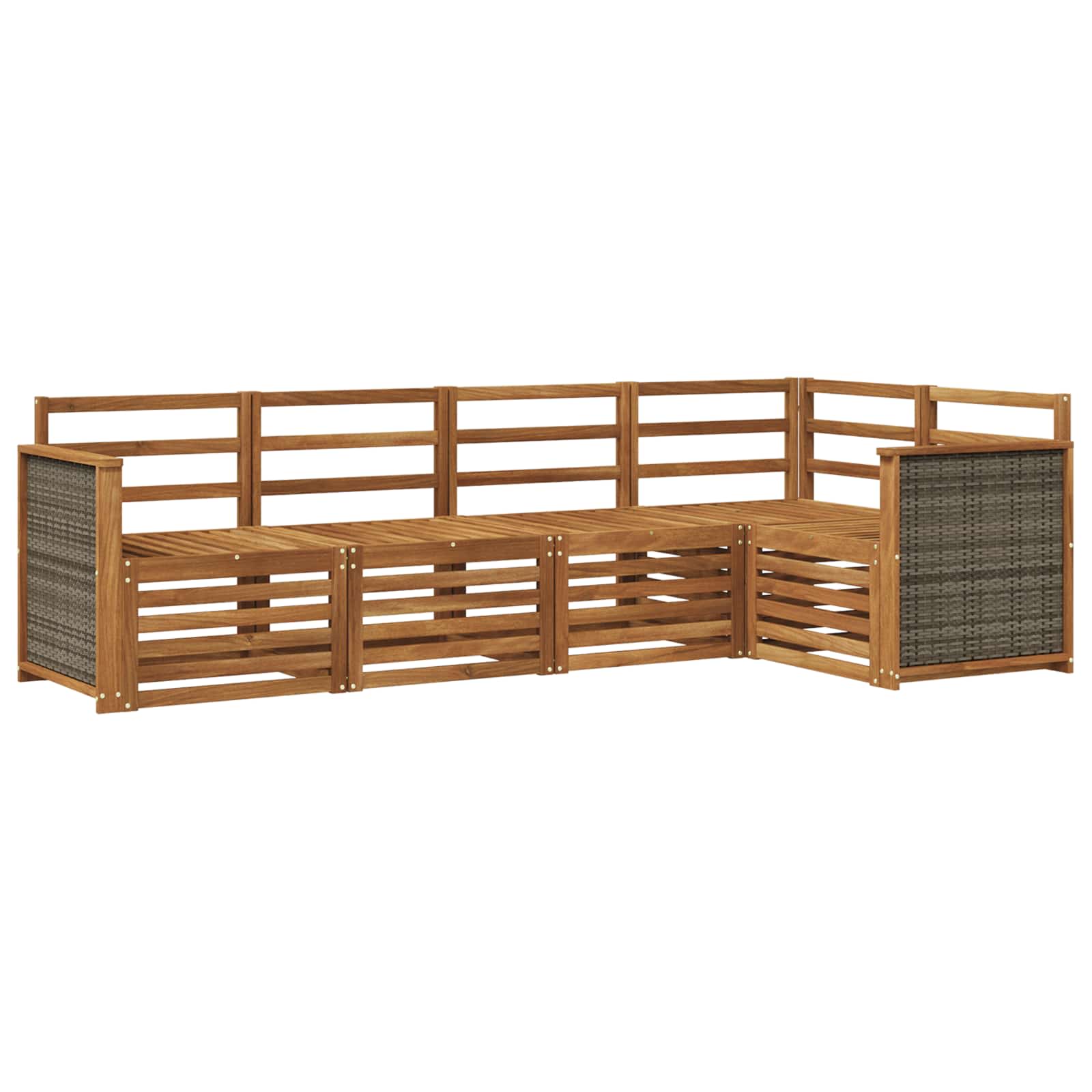 Ecksofa Set 4 pcs Natur Massivholz Akazie