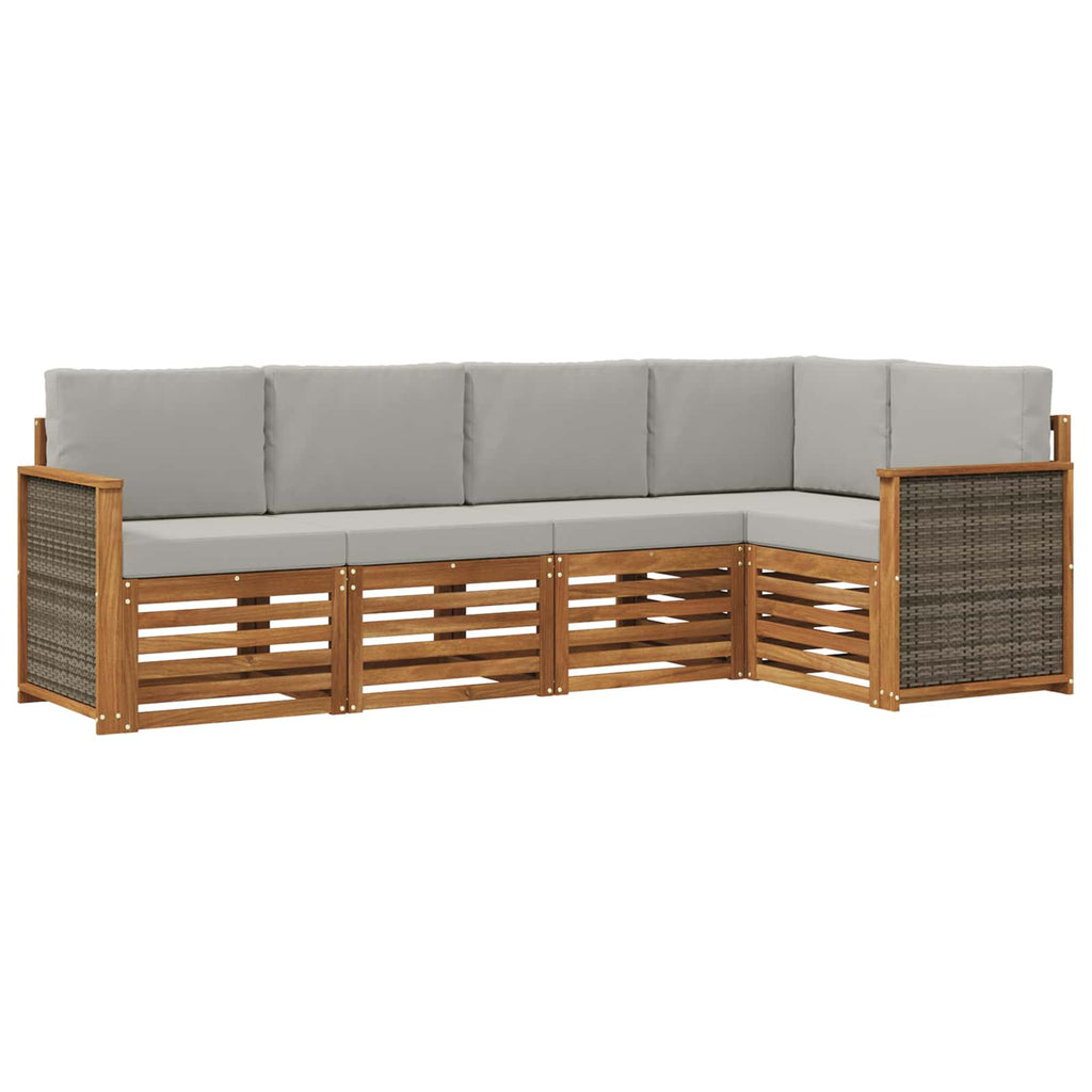 Ecksofa Set mit Kissen 4 pcs Natürlich und Hellgrau