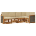Ecksofa Set 4 pcs Natur Massives Akazienholz und Polyester