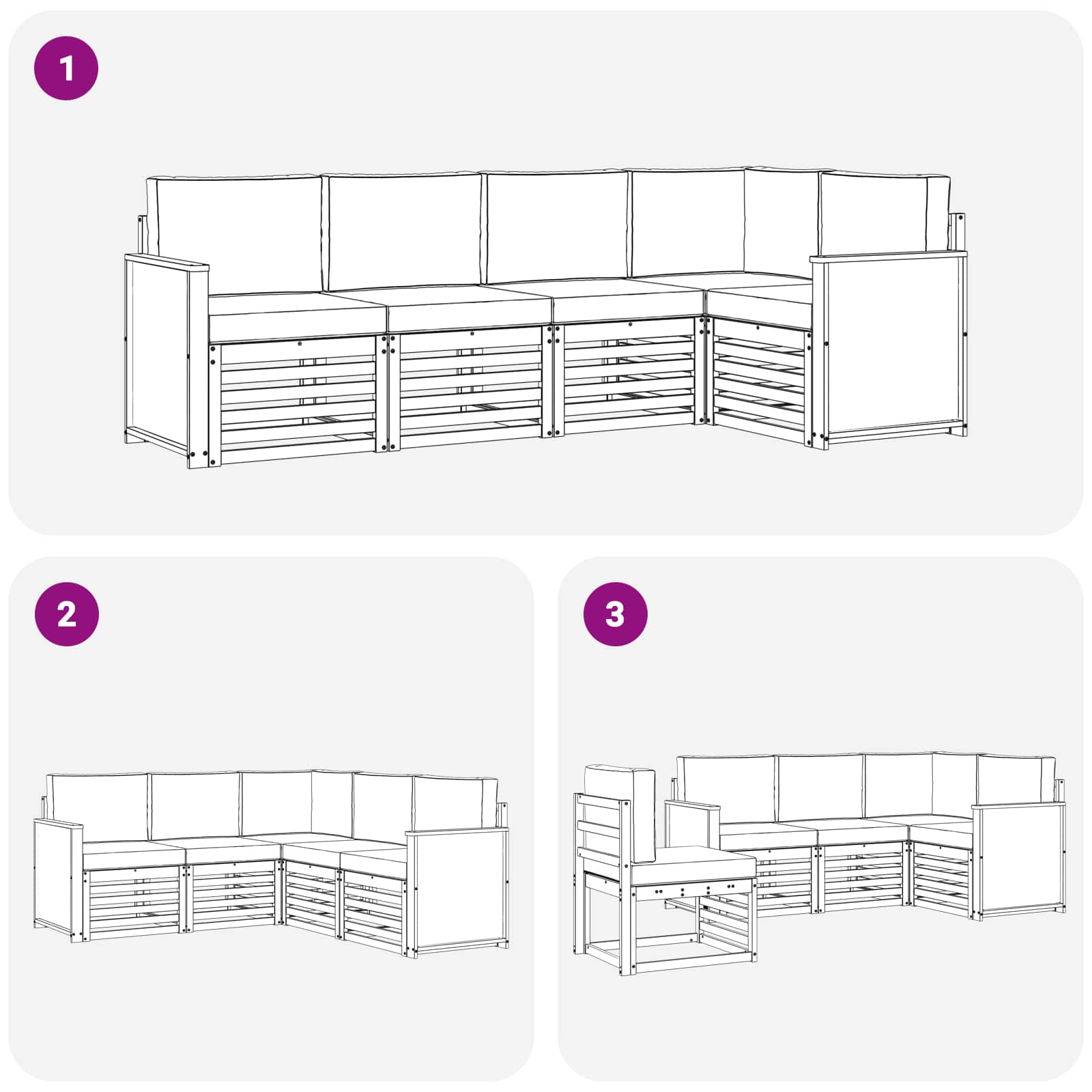 Ecksofa Set mit Kissen 4 pcs Natur und Creme