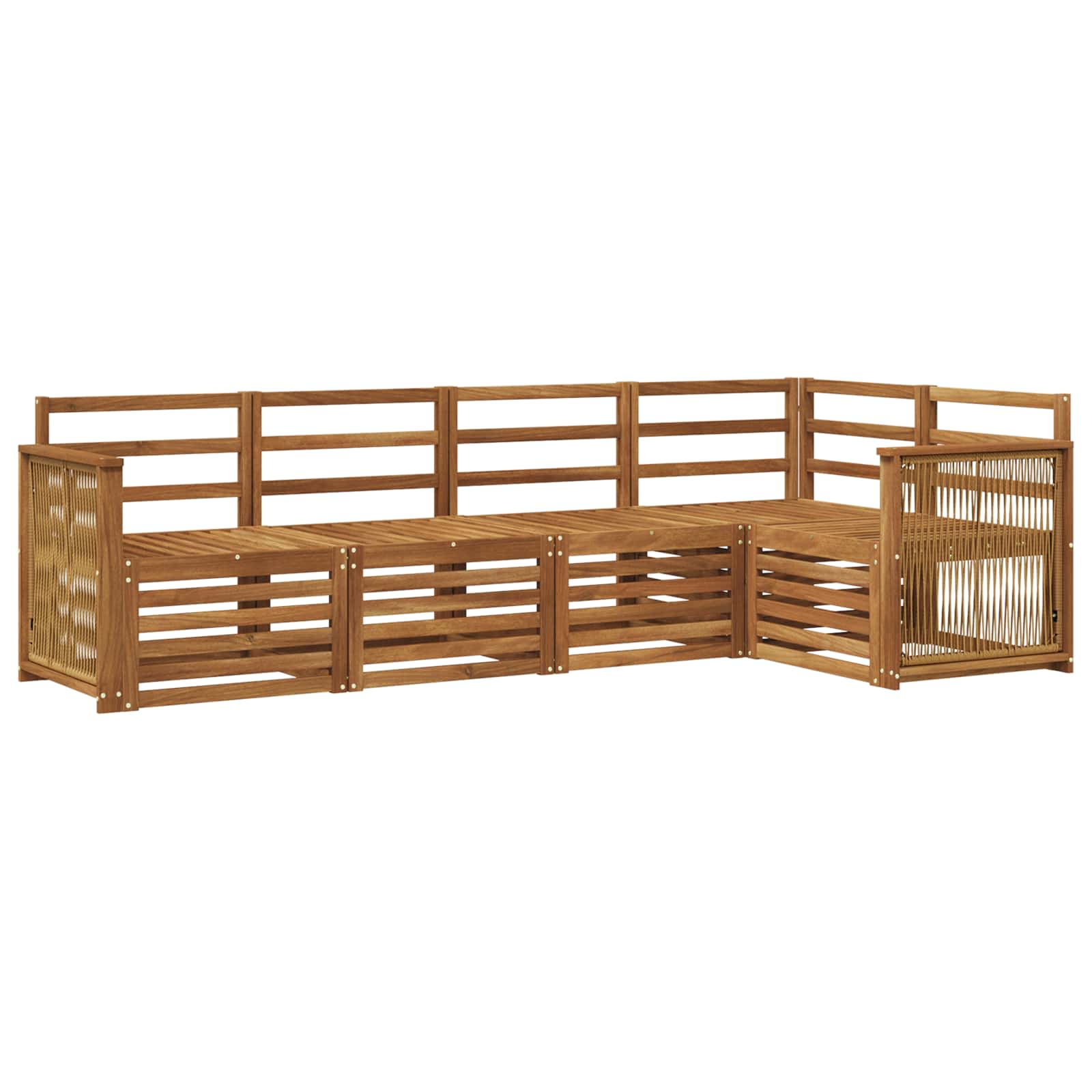 Ecksofa Set 4 pcs Natur Massivholz Akazie