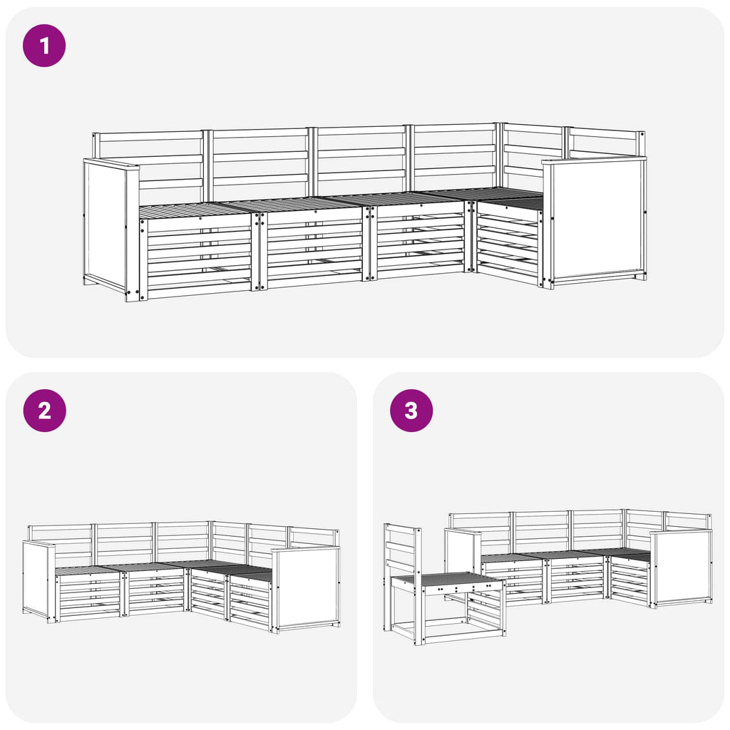 Ecksofa Set 4 pcs Natur Massivholz Akazie