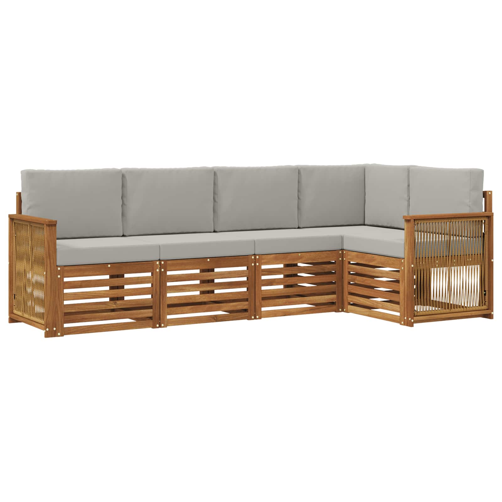 Ecksofa Set mit Kissen 4 pcs Natürlich und Hellgrau