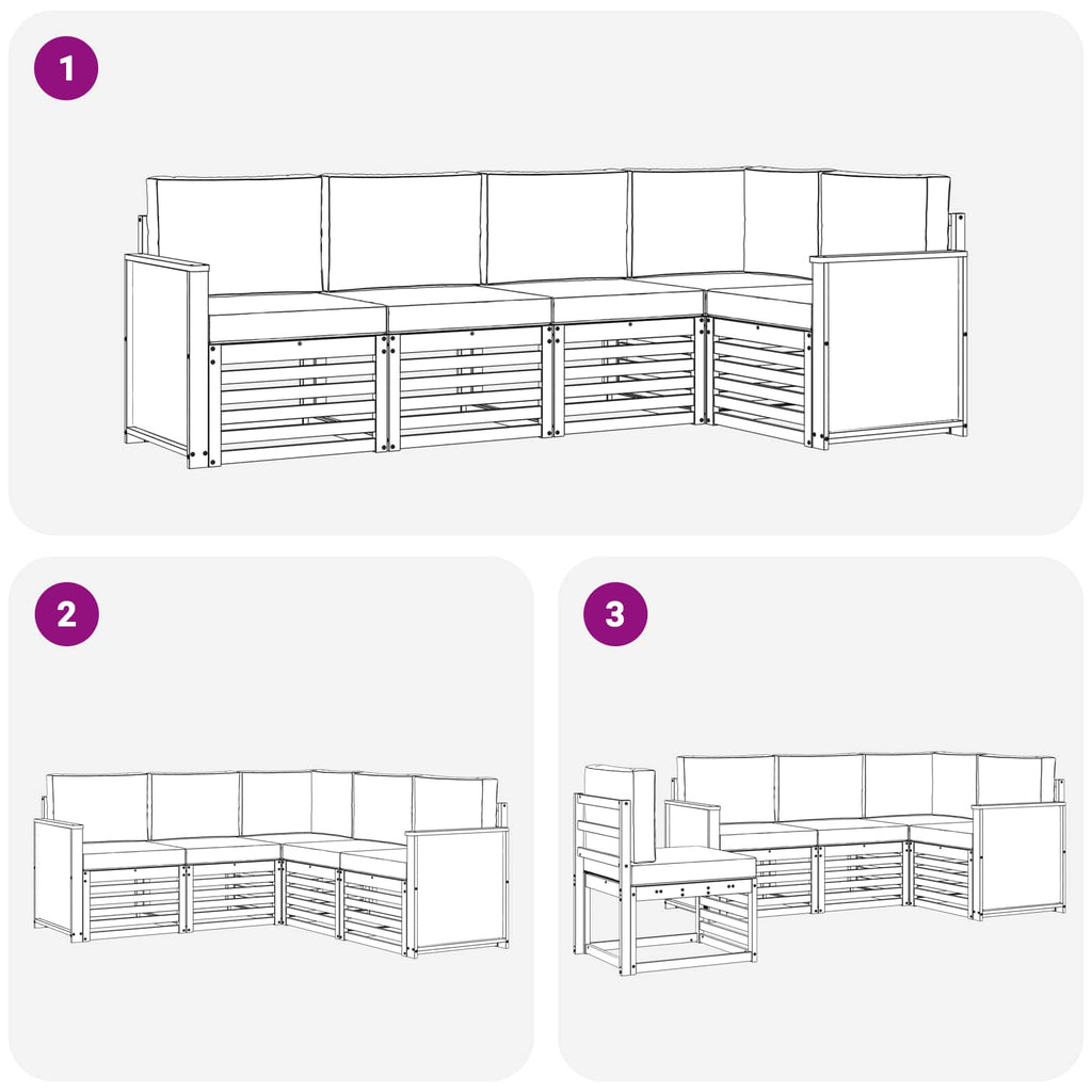 Ecksofa Set mit Kissen 4 pcs Natürlich und Hellgrau