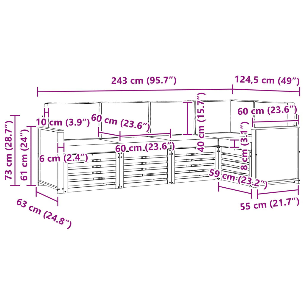 Ecksofa Set mit Kissen 4 pcs Natur und Anthrazit