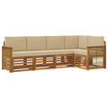 Ecksofa Set 4 pcs Natur Massives Akazienholz und Polyester