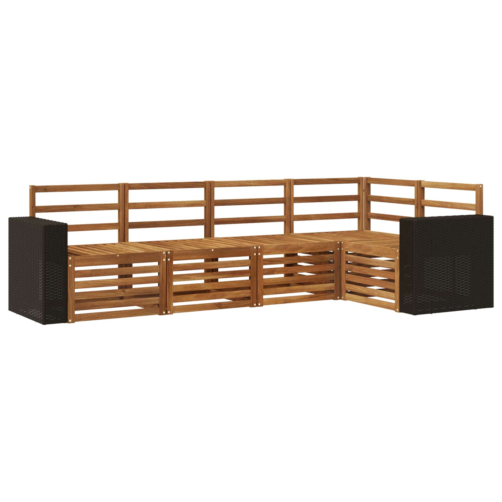 Ecksofa Set 5 pcs Natur Massivholz Akazie