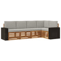 Ecksofa Set 5 pcs Natürlich und Hellgrau Massivholz Akazie