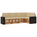 Ecksofa Set mit Kissen 5 pcs Natur und Beige Massivholz Akazie